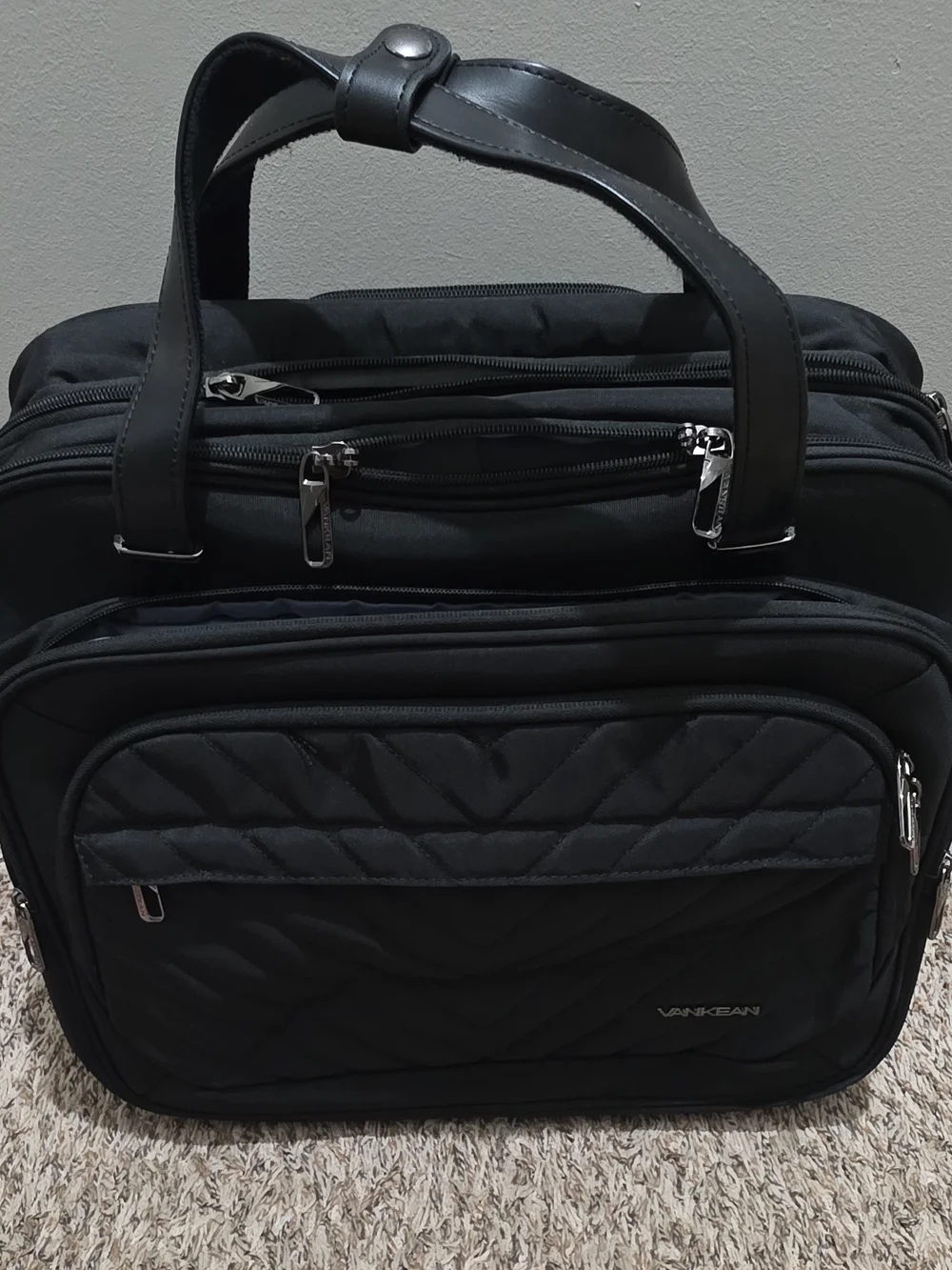 Black Quilted Laptop Bag for Men